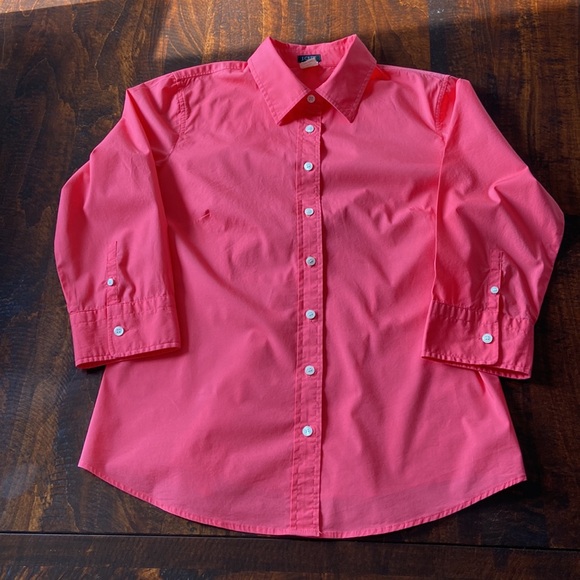J Crew Haberdashery Stretch Cotton Shirt Vibrant Coral Size Large EUC - Picture 5 of 12